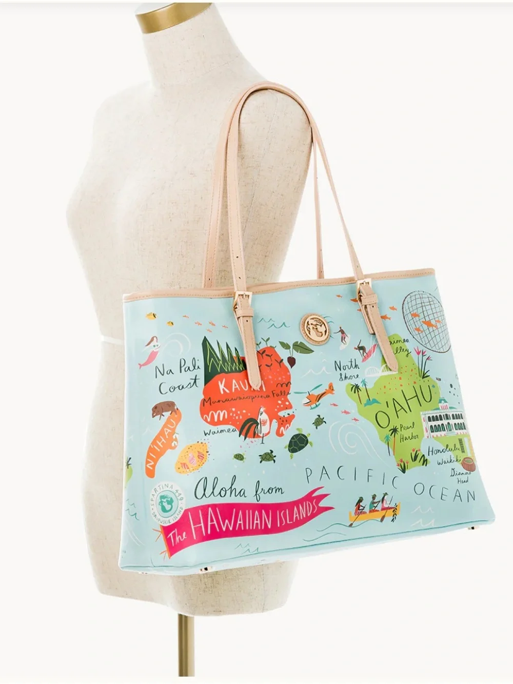 SPARTINA 449 Blue Hawaiian Map Tote Bag NWT